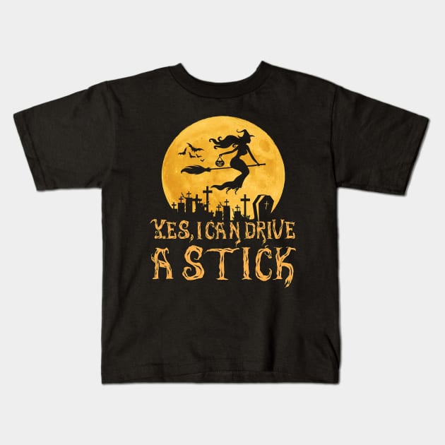 Halloween I Can Drive A Stick Kids T-Shirt by Tatjana  Horvatić